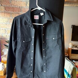 Black Denim Button-Up Shirt